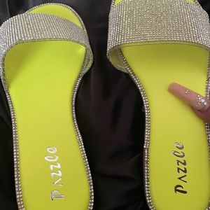Rhinestone Slide (in Neon Yellow)